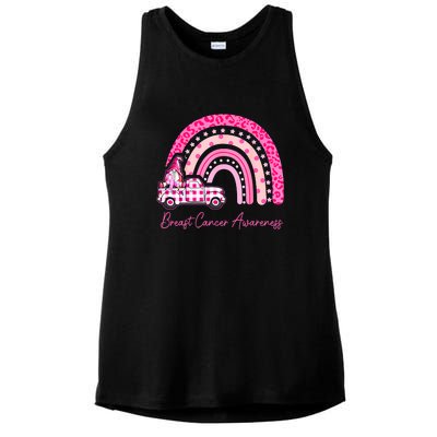 Rainbow Breast Cancer Awareness Pink Gnomes Truck Ladies PosiCharge Tri-Blend Wicking Tank