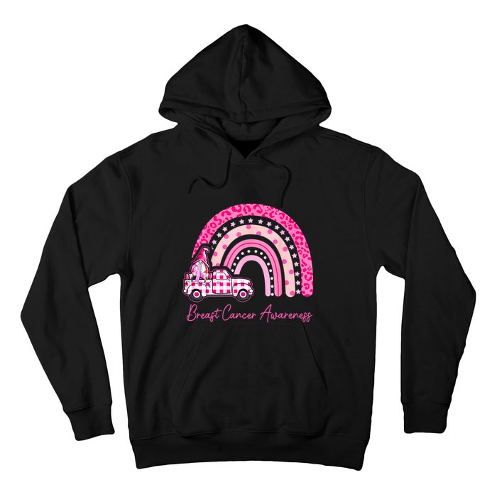 Rainbow Breast Cancer Awareness Pink Gnomes Truck Hoodie