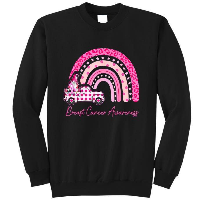 Rainbow Breast Cancer Awareness Pink Gnomes Truck Sweatshirt