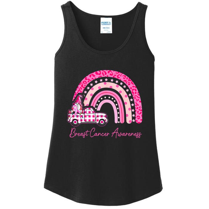 Rainbow Breast Cancer Awareness Pink Gnomes Truck Ladies Essential Tank