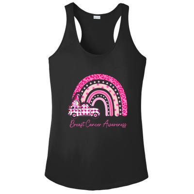 Rainbow Breast Cancer Awareness Pink Gnomes Truck Ladies PosiCharge Competitor Racerback Tank