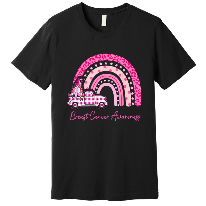 Rainbow Breast Cancer Awareness Pink Gnomes Truck Premium T-Shirt