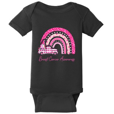 Rainbow Breast Cancer Awareness Pink Gnomes Truck Baby Bodysuit