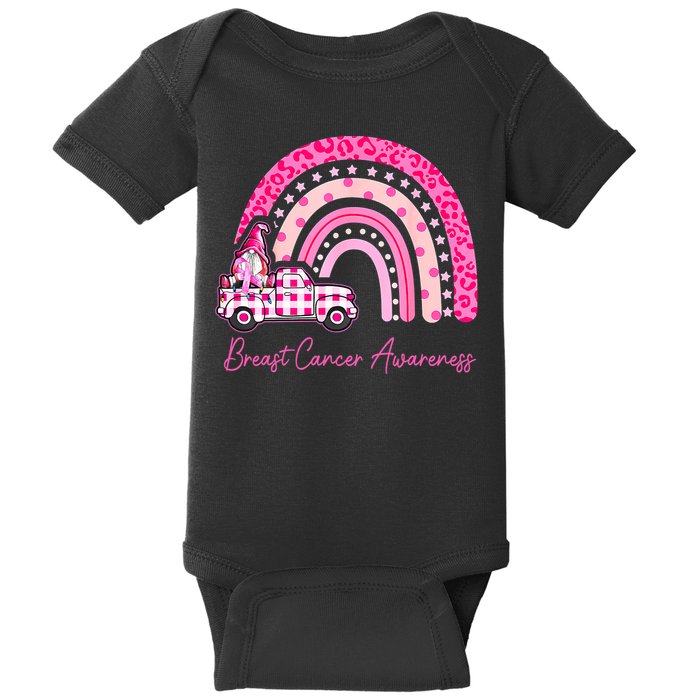 Rainbow Breast Cancer Awareness Pink Gnomes Truck Baby Bodysuit