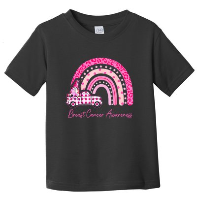 Rainbow Breast Cancer Awareness Pink Gnomes Truck Toddler T-Shirt