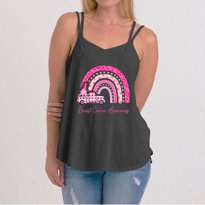 Rainbow Breast Cancer Awareness Pink Gnomes Truck Women's Strappy Tank