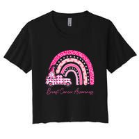 Rainbow Breast Cancer Awareness Pink Gnomes Truck Women's Crop Top Tee