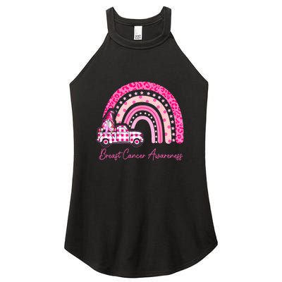 Rainbow Breast Cancer Awareness Pink Gnomes Truck Women's Perfect Tri Rocker Tank