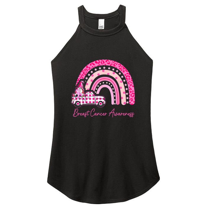 Rainbow Breast Cancer Awareness Pink Gnomes Truck Women's Perfect Tri Rocker Tank