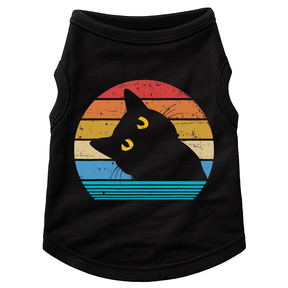 Retro Black Cat Lover Vintage Style Cats Cute Kitty Gift TShirt Doggie Tank