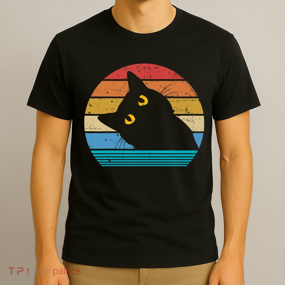 Retro Black Cat Lover Vintage Style Cats Cute Kitty Gift TShirt T-Shirt