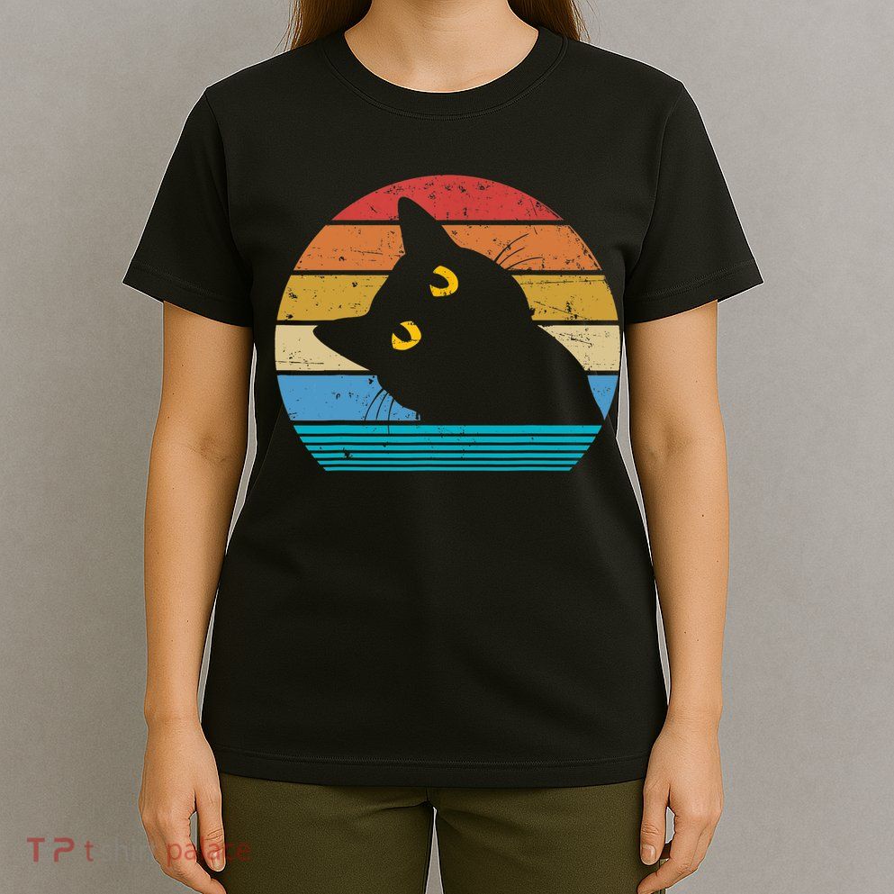 Retro Black Cat Lover Vintage Style Cats Cute Kitty Gift TShirt T-Shirt