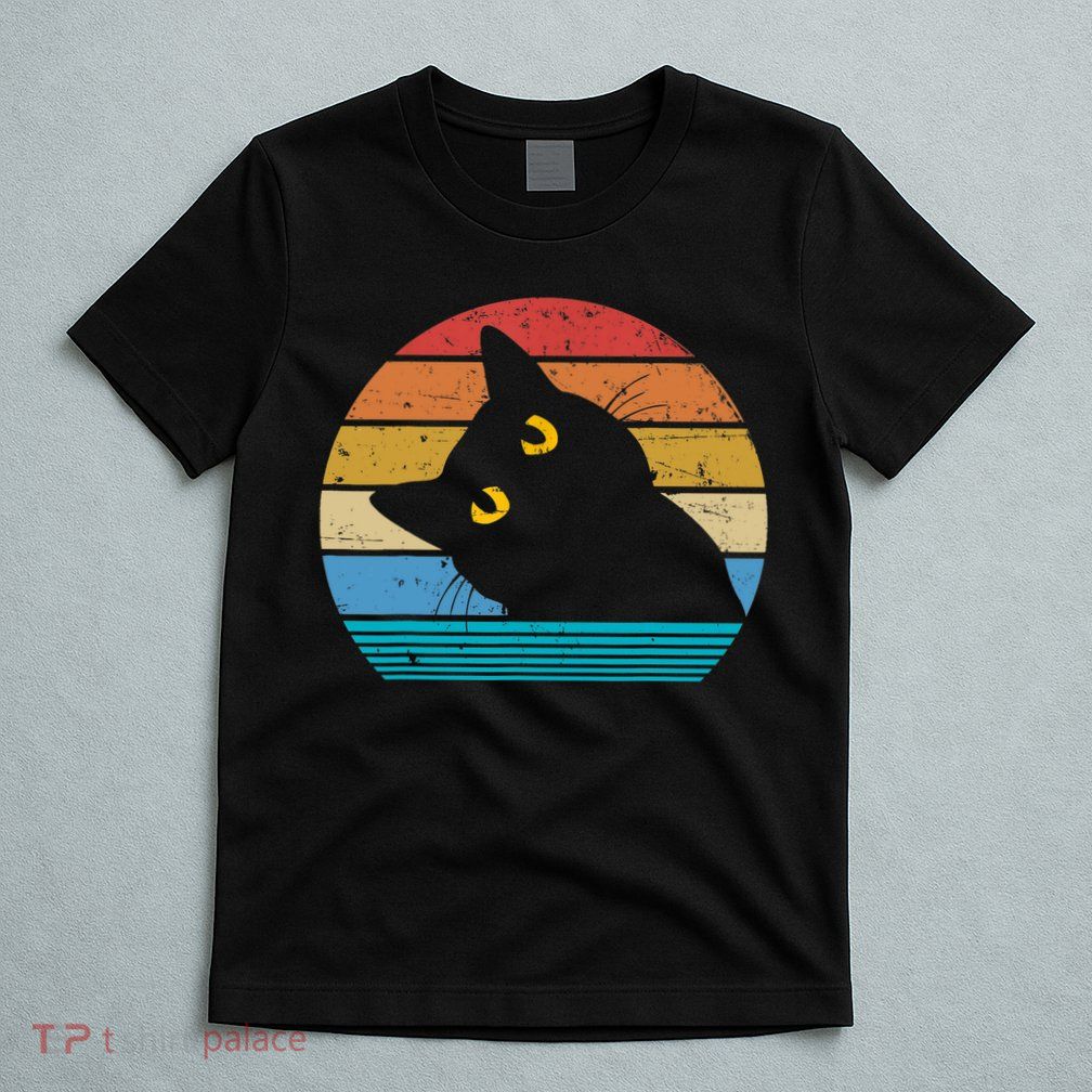 Retro Black Cat Lover Vintage Style Cats Cute Kitty Gift TShirt T-Shirt