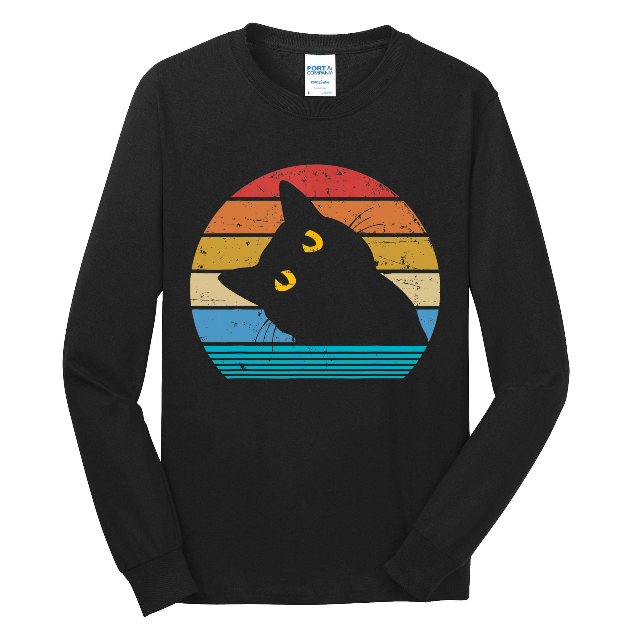 Retro Black Cat Lover Vintage Style Cats Cute Kitty Gift TShirt Tall Long Sleeve T-Shirt