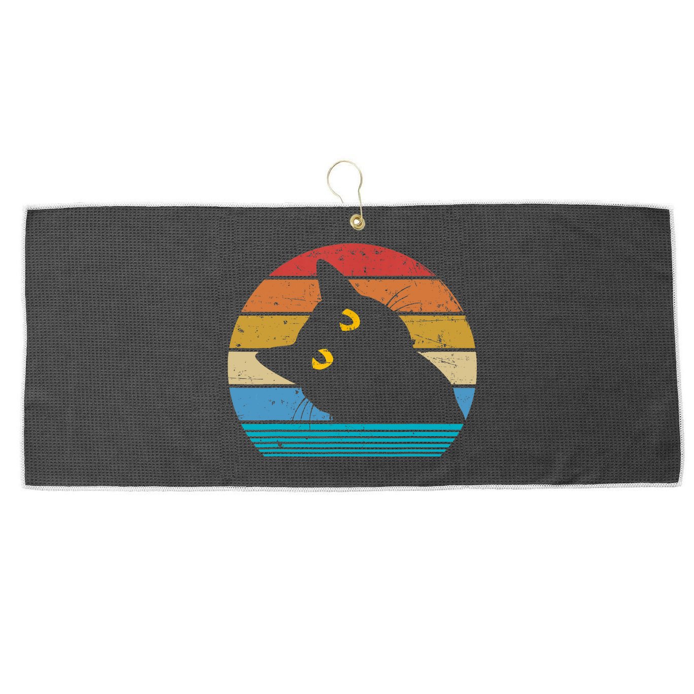 Retro Black Cat Lover Vintage Style Cats Cute Kitty Gift TShirt Large Microfiber Waffle Golf Towel