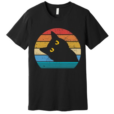 Retro Black Cat Lover Vintage Style Cats Cute Kitty Gift TShirt Premium T-Shirt
