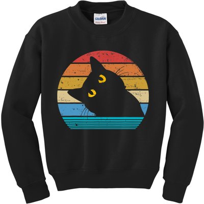 Retro Black Cat Lover Vintage Style Cats Cute Kitty Gift TShirt Kids Sweatshirt