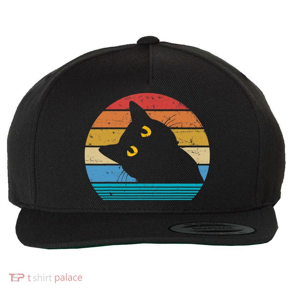 Retro Black Cat Lover Vintage Style Cats Cute Kitty Gift TShirt Wool Snapback Cap
