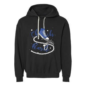 Royal Blue Chucks And Pearls Garment-Dyed Fleece Hoodie