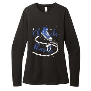 Royal Blue Chucks And Pearls Womens CVC Long Sleeve Shirt