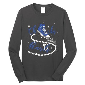 Royal Blue Chucks And Pearls Long Sleeve Shirt