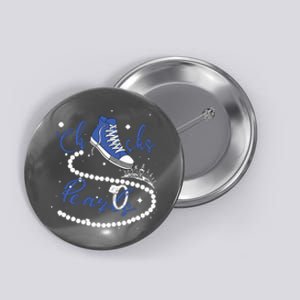 Royal Blue Chucks And Pearls Button