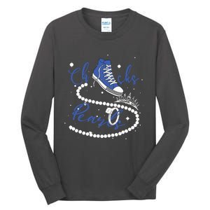 Royal Blue Chucks And Pearls Tall Long Sleeve T-Shirt