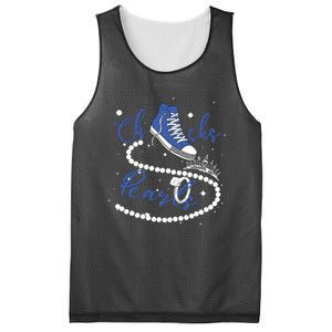 Royal Blue Chucks And Pearls Mesh Reversible Basketball Jersey Tank