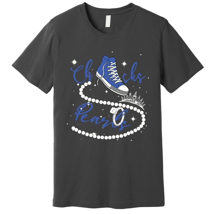 Royal Blue Chucks And Pearls Premium T-Shirt