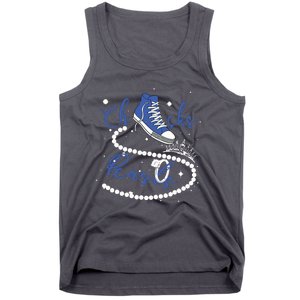 Royal Blue Chucks And Pearls Tank Top