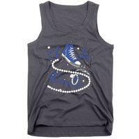 Royal Blue Chucks And Pearls Tank Top