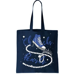 Royal Blue Chucks And Pearls Tote Bag