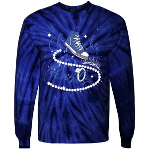 Royal Blue Chucks And Pearls Tie-Dye Long Sleeve Shirt