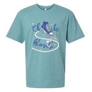 Royal Blue Chucks And Pearls Sueded Cloud Jersey T-Shirt