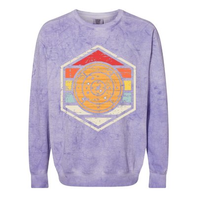 Retro Badge Crokinole Board Colorblast Crewneck Sweatshirt