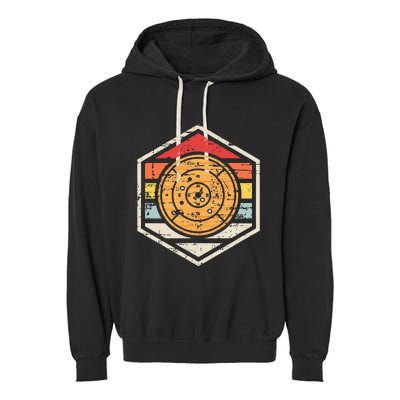 Retro Badge Crokinole Board Garment-Dyed Fleece Hoodie