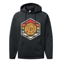 Retro Badge Crokinole Board Performance Fleece Hoodie