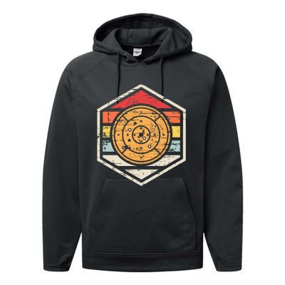 Retro Badge Crokinole Board Performance Fleece Hoodie