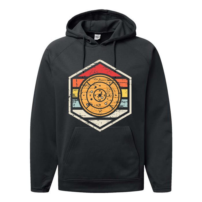 Retro Badge Crokinole Board Performance Fleece Hoodie