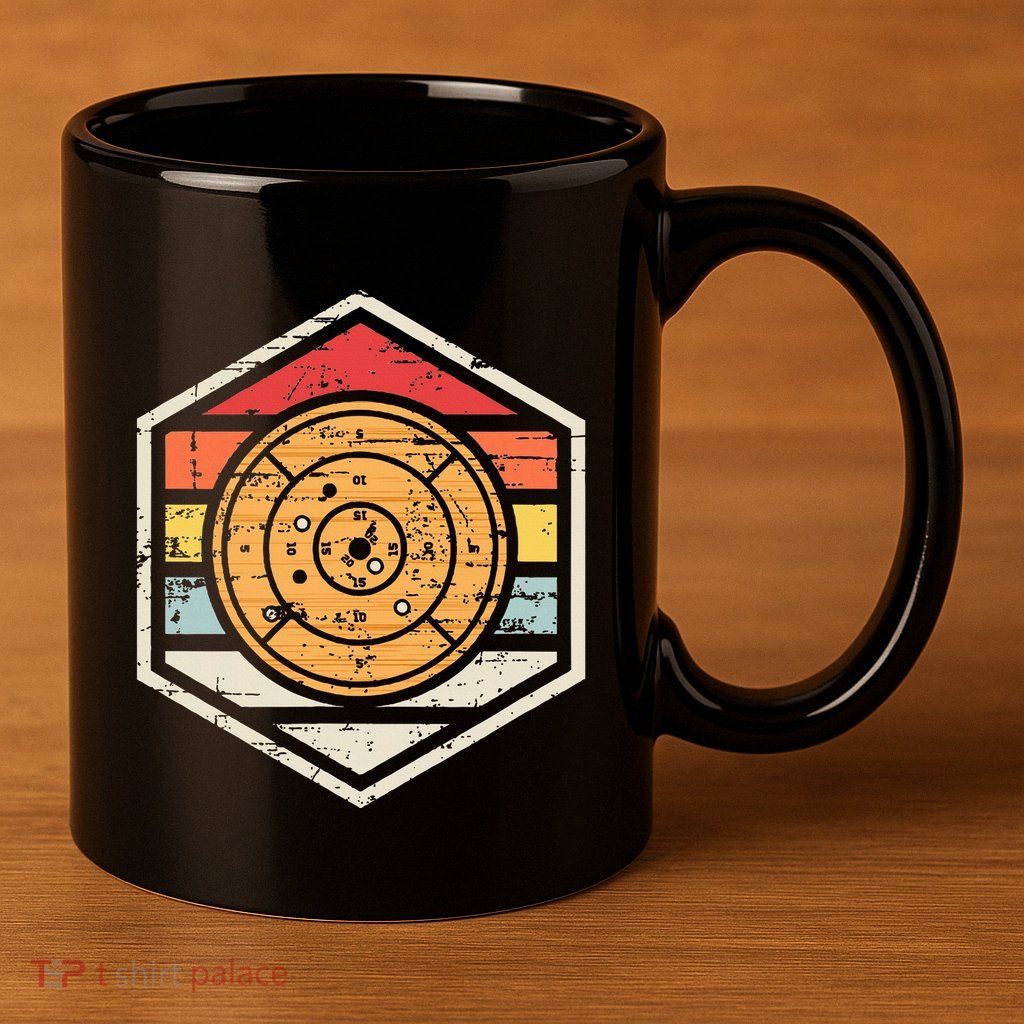 Retro Badge Crokinole Board 11oz C Handle Ceramic Mug