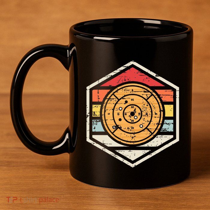 Retro Badge Crokinole Board 11oz C Handle Ceramic Mug
