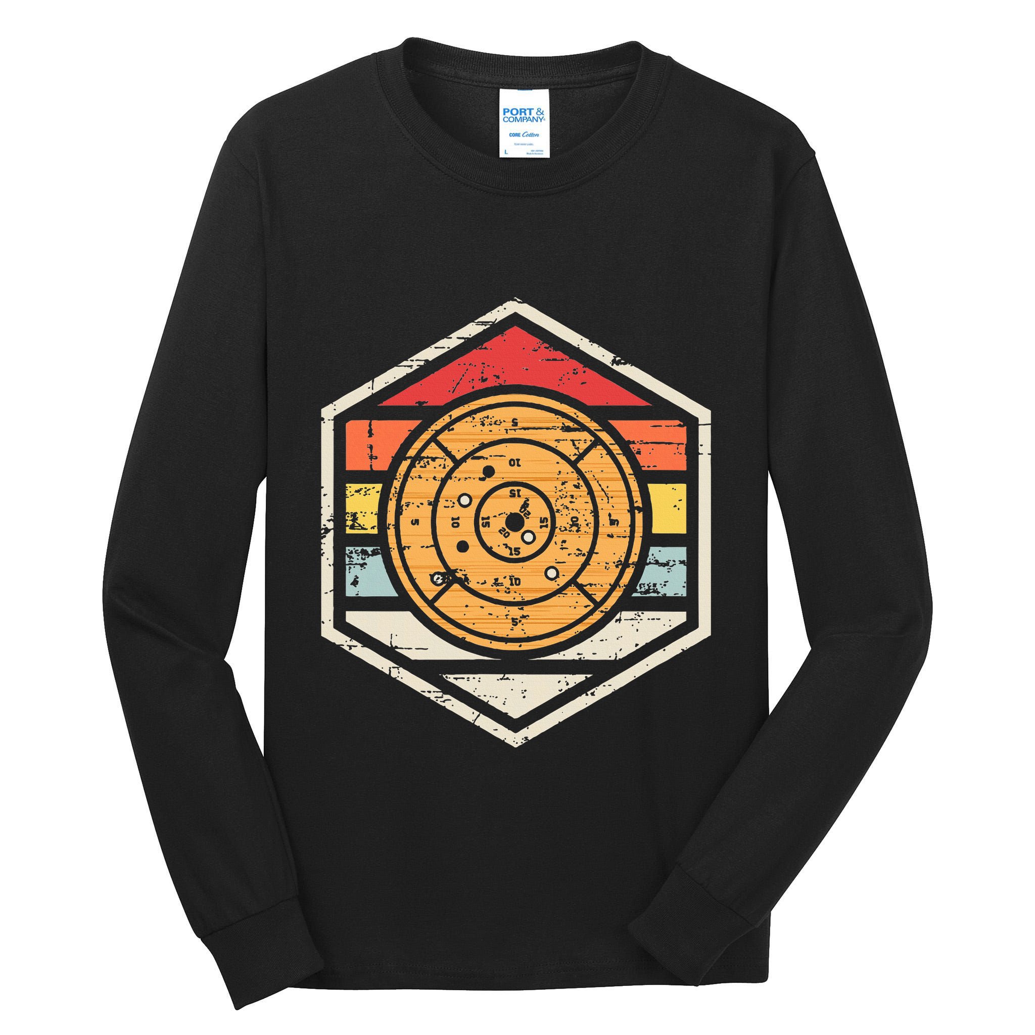 Retro Badge Crokinole Board Tall Long Sleeve T-Shirt