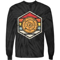 Retro Badge Crokinole Board Tie-Dye Long Sleeve Shirt