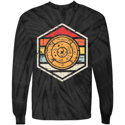 Retro Badge Crokinole Board Tie-Dye Long Sleeve Shirt