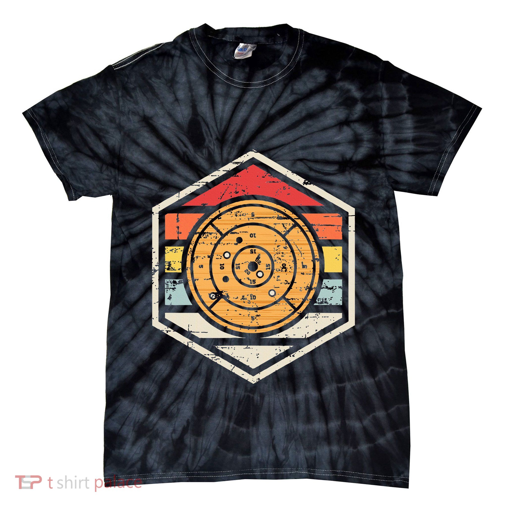 Retro Badge Crokinole Board Tie-Dye T-Shirt