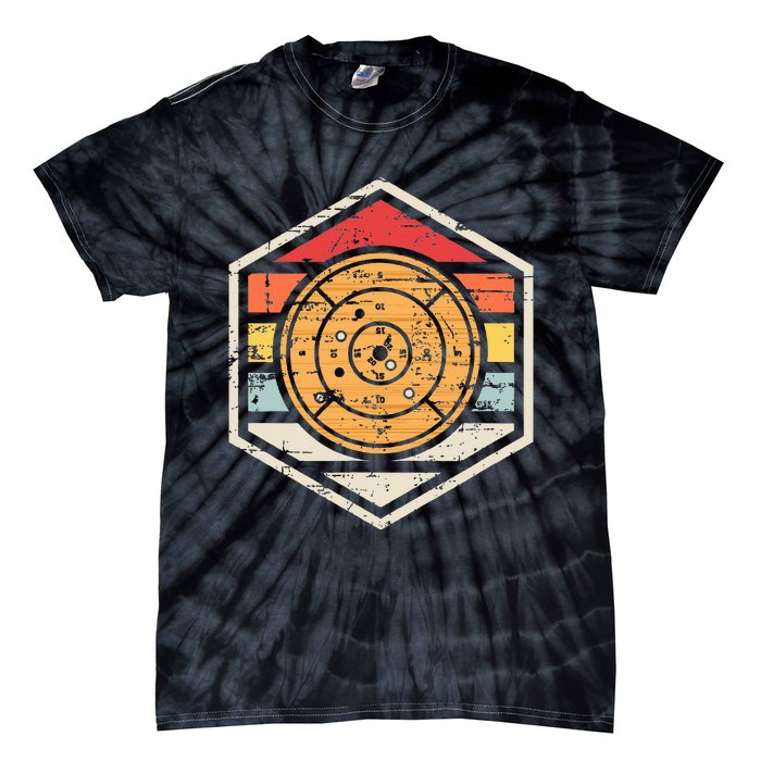 Retro Badge Crokinole Board Tie-Dye T-Shirt