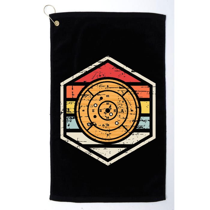 Retro Badge Crokinole Board Golf Towel