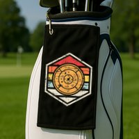 Retro Badge Crokinole Board Golf Towel