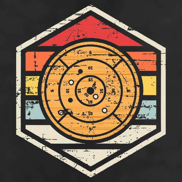 Retro Badge Crokinole Board Golf Towel