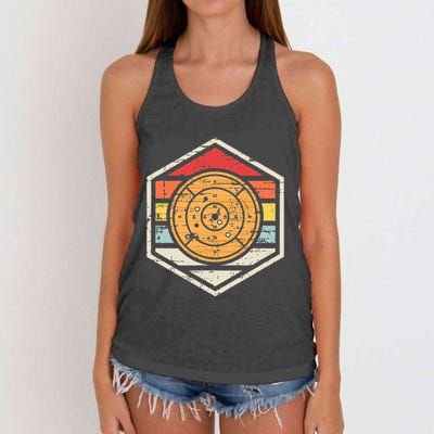 Retro Badge Crokinole Board Women's Knotted Racerback Tank